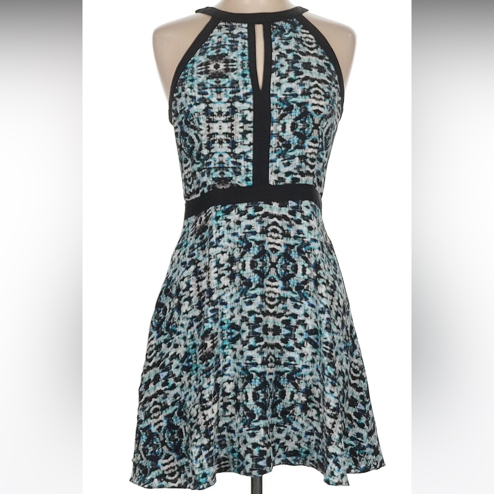 Parker Blue Patterned Halter Dress